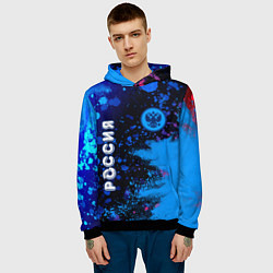 Толстовка-худи мужская РОССИЯ - ГЕРБ - Арт 6, цвет: 3D-черный — фото 2