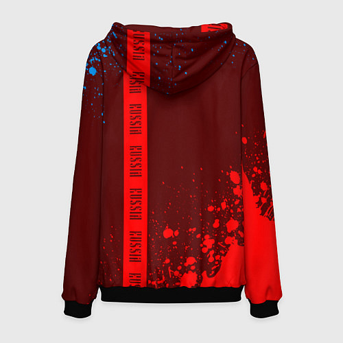 Мужская толстовка РОССИЯ - ГЕРБ - Брызги Полоса / 3D-Черный – фото 2