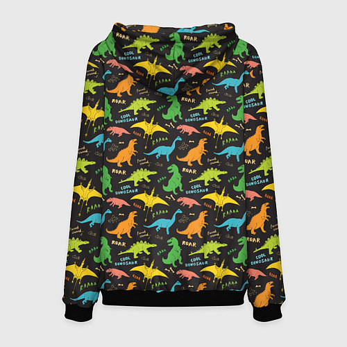 Мужская толстовка Разноцветные Динозавры / 3D-Черный – фото 2