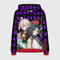 Толстовка-худи мужская КАДЗУХА И СЯО ГЕНШИН ИМПАКТ, цвет: 3D-красный