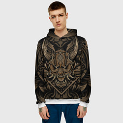 Толстовка-худи мужская Демон в узорах, цвет: 3D-белый — фото 2