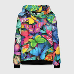 Толстовка-худи мужская Стая бабочек Pattern, цвет: 3D-черный