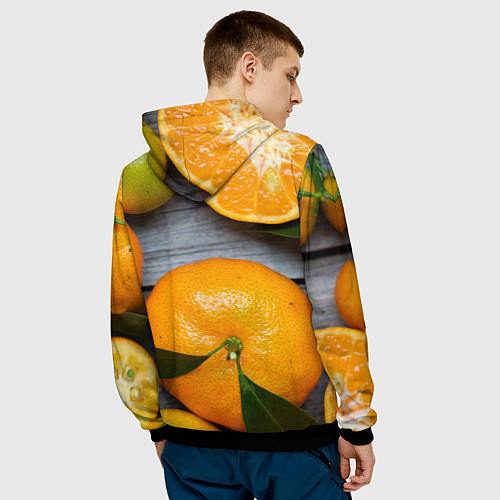 Мужская толстовка Мандаринки на деревянном столе / 3D-Черный – фото 4