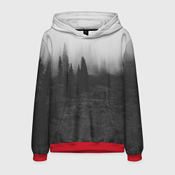 Толстовка-худи мужская Туманный лес - туман, цвет: 3D-красный