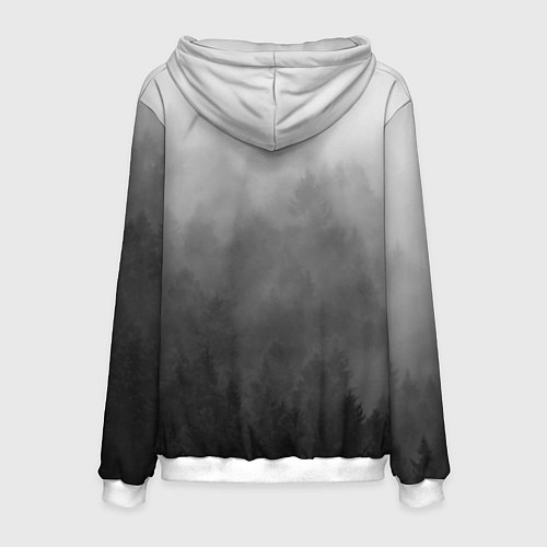Мужская толстовка Темный лес - туман / 3D-Белый – фото 2