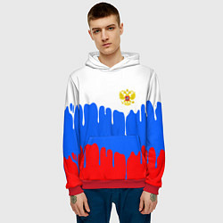 Толстовка-худи мужская Флаг герб russia, цвет: 3D-красный — фото 2
