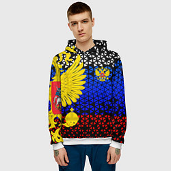 Толстовка-худи мужская Герб флаг россии, цвет: 3D-белый — фото 2