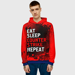 Толстовка-худи мужская Eat Sleep Counter Strike Repeat Брызги, цвет: 3D-синий — фото 2