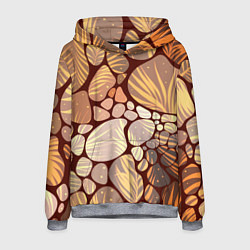 Толстовка-худи мужская Коричнево-бежевые пастельные камушки с яркими паль, цвет: 3D-меланж