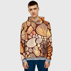 Толстовка-худи мужская Коричнево-бежевые пастельные камушки с яркими паль, цвет: 3D-меланж — фото 2