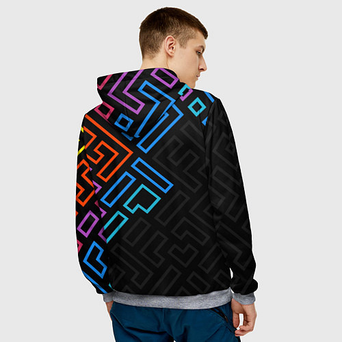 Мужская толстовка НЕОНОВЫЕ ФИГУРЫ НЕОН / 3D-Меланж – фото 4