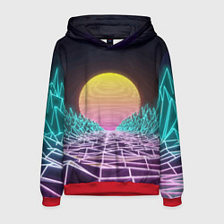 Мужская толстовка Vaporwave Закат солнца в горах Neon
