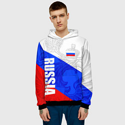 Толстовка-худи мужская RUSSIA - SPORTWEAR - ТРИКОЛОР, цвет: 3D-черный — фото 2