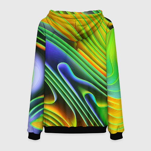 Мужская толстовка Цветные неоновые полосы Абстракция Color neon patt / 3D-Черный – фото 2