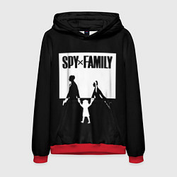 Толстовка-худи мужская Spy x Family: Семья шпиона черно-белая, цвет: 3D-красный