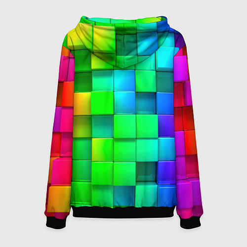 Мужская толстовка РАЗНОЦВЕТНЫЕ КУБИКИ MULTICOLORED CUBES / 3D-Черный – фото 2