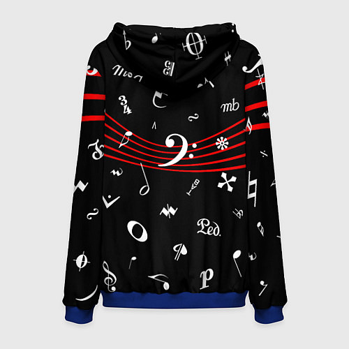 Мужская толстовка Нотные Знаки с Нотным Станом / 3D-Синий – фото 2