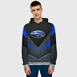Толстовка-худи мужская Спортивная броня Subaru, цвет: 3D-меланж — фото 2