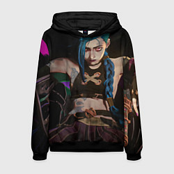 Толстовка-худи мужская Arcane Джинкс смотрит на тебя, цвет: 3D-черный