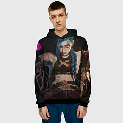 Толстовка-худи мужская Arcane Джинкс смотрит на тебя, цвет: 3D-черный — фото 2