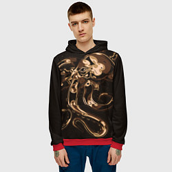 Толстовка-худи мужская Мощный осьминог, цвет: 3D-красный — фото 2