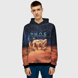 Толстовка-худи мужская Dune: Spice Wars песчаные дюны и рука с базой, цвет: 3D-черный — фото 2