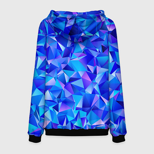Мужская толстовка СИНЕ-ГОЛУБЫЕ полигональные кристаллы / 3D-Черный – фото 2