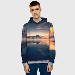 Толстовка-худи мужская Горы озеро, цвет: 3D-меланж — фото 2