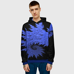 Толстовка-худи мужская Абстрактный морозный узор Abstract frost pattern, цвет: 3D-синий — фото 2