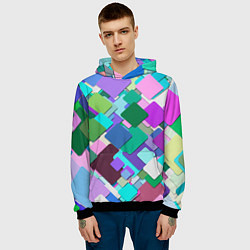 Толстовка-худи мужская MULTICOLORED SQUARES, цвет: 3D-черный — фото 2