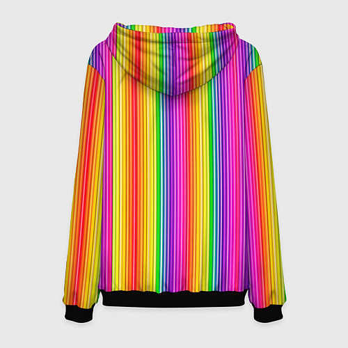 Мужская толстовка ЦВЕТНЫЕ РАДУЖНЫЕ ЛИНИИ / 3D-Черный – фото 2