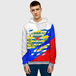 Толстовка-худи мужская РОССИЙСКИЙ ТРИКОЛОР - ФОРМА ВДВ РАЗРЫВ, цвет: 3D-меланж — фото 2