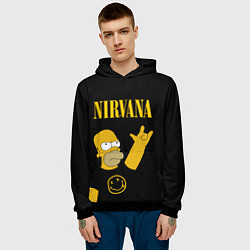 Толстовка-худи мужская NIRVANA ГОМЕР СИМПСОН, SIMPSONS, цвет: 3D-черный — фото 2