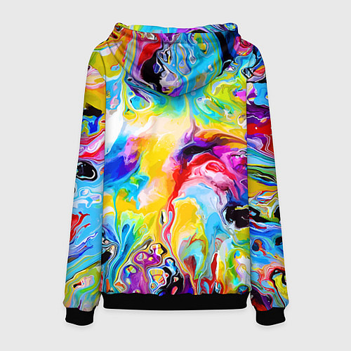 Мужская толстовка Неоновые всплески красок Лето Neon splashes of col / 3D-Черный – фото 2