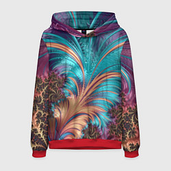 Толстовка-худи мужская Floral composition Цветочная композиция, цвет: 3D-красный