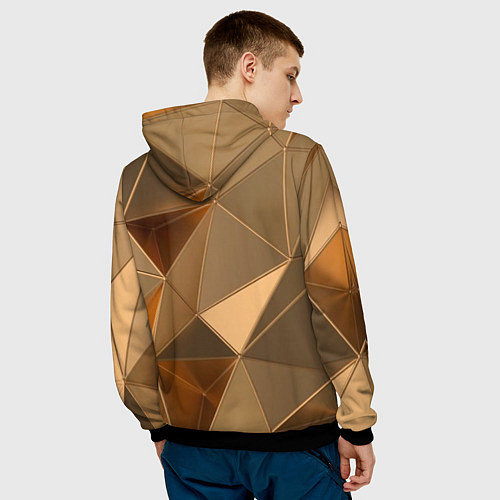 Мужская толстовка Золотые 3D треугольники / 3D-Черный – фото 4