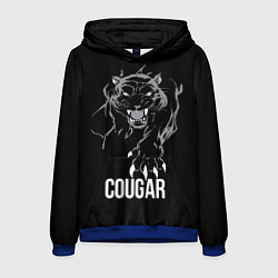 Толстовка-худи мужская Cougar on the hunt - Пума на охоте, цвет: 3D-синий