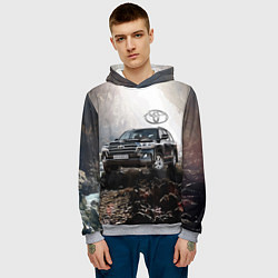 Толстовка-худи мужская Toyota Land Cruiser 200 в пещере со скальными рису, цвет: 3D-меланж — фото 2