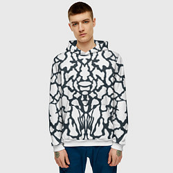 Толстовка-худи мужская Animal Black and White Pattern, цвет: 3D-белый — фото 2