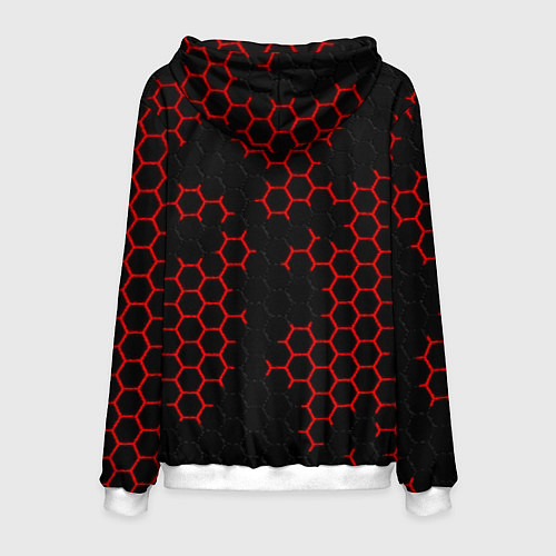 Мужская толстовка НАНОКОСТЮМ Black and Red Hexagon Гексагоны / 3D-Белый – фото 2