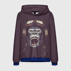 Толстовка-худи мужская Орущая горилла, цвет: 3D-синий