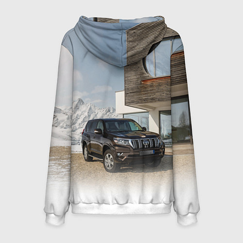 Мужская толстовка Тoyota Land Cruiser Prado у горного коттеджа Mount / 3D-Белый – фото 2