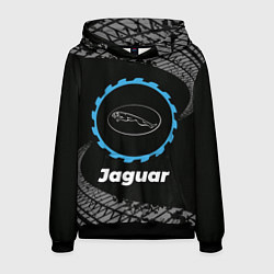 Толстовка-худи мужская Jaguar в стиле Top Gear со следами шин на фоне, цвет: 3D-черный