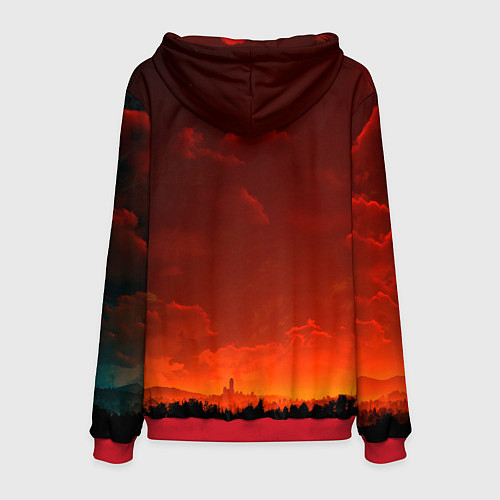 Мужская толстовка Облака перед восходом солнца / 3D-Красный – фото 2