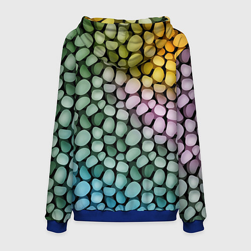 Мужская толстовка Морские розовые голубые желтые камешки / 3D-Синий – фото 2