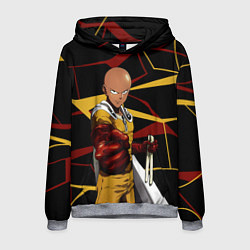 Толстовка-худи мужская One Punch Man - Сайтама-аниме, цвет: 3D-меланж