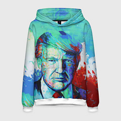 Толстовка-худи мужская Дональд Трамп арт, цвет: 3D-белый