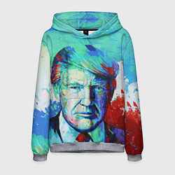 Толстовка-худи мужская Дональд Трамп арт, цвет: 3D-меланж