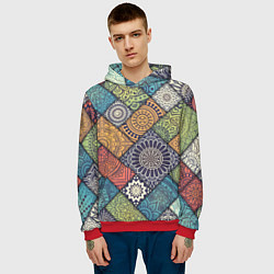 Толстовка-худи мужская Мандала орнамент, цвет: 3D-красный — фото 2