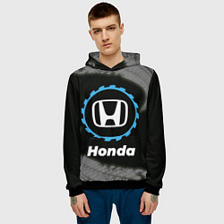 Толстовка-худи мужская Honda в стиле Top Gear со следами шин на фоне, цвет: 3D-черный — фото 2